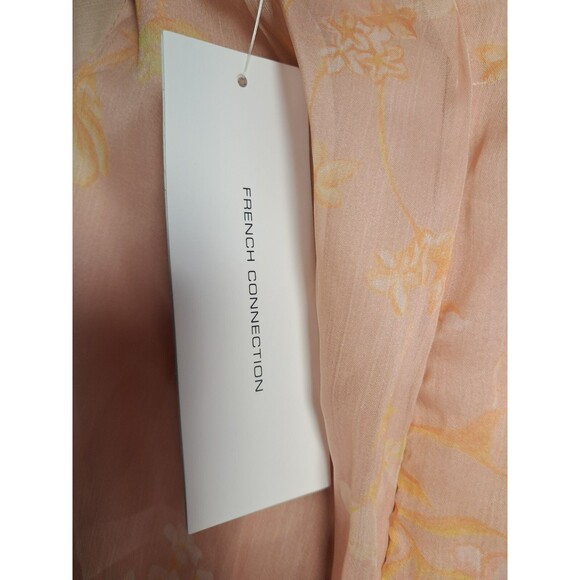 NWT French Connection Coral Floral Peach Diana Rec Crinkle Flowing Dress Size 12 - Picture 12 of 16
